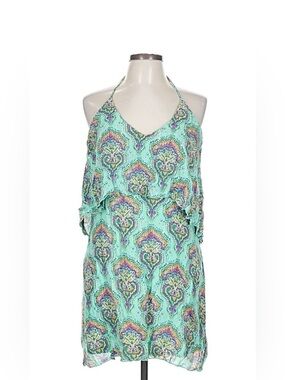 O’Neill Sky Wash Ikat Halter Mini Dress Large Beach Resort Boho Viscose Y2K
